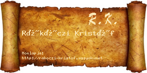 Rákóczi Kristóf névjegykártya